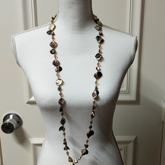 Unique Necklace Brown & Cream Colors - Picture 7 of 8